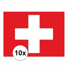 Het bestaat uit een rode achtergrond met daarop een wit kruis. 10x Stuks Stickers Van De Zwitserse Vlag Vlag Eu