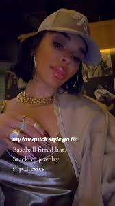My fav quick look: Baseball hat, excessive jewerly, slip dresses . . ...