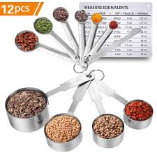 Kaishane Measuring Cups And Measuring Spoons Set With Measuring Ruler Magnetic Measurement Conversion Chart 7 Pcs Measuring Spoons Set 4 Pcs