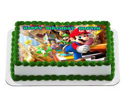 5 out of 5 stars. Mario Bros Nintendo Quarter Sheet Edible Photo Birthday Cake Topper Personalized 1 4 Sheet Nbsp Walmart Com Walmart Com