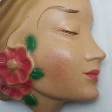 Mid Century Chalkware Kissing Couple Wall Hangings Art