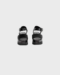 Black Leather Wedged Sandals With Adjustable Strap: Women's Luxury Shoes |  Anne Fontaine
