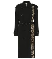 Leopard Print Gabardine Trench Coat