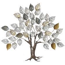 Bois de suar taille : Decoration Murale En Metal Arbre Larges Feuilles Ajourees