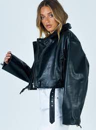 Staten Island Jacket Black Princess Polly Aus Jackets Cropped Biker Jacket Jacket Brands