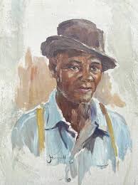 Wpa Painting , African American Portrait Dated 1951