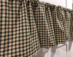 Black And White Gingham Curtains Homespun Green And Tan Plaid 3 8 Squares Gingham Small Buffalo Checks Country Primitive 42 Valance Curtain Gingham Curtains Country Primitive Curtains