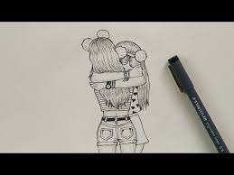 Drawings for best friends thefrangipanitree com. How To Draw Best Friends Bff Easy Step By Step Youtube Cute Best Friend Drawings Drawings Of Friends Friends Sketch