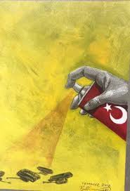 Kapatılan 15 temmuz şehitler köprüsü ve orada yaşanan ölümler yansıtılmış. Iranli Sanatcidan Muhtesem 15 Temmuz Cizimleri
