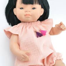 Miniland Doll Boho Romper, Miniland Doll Clothes, Muslin Doll Romper With  Tassels, Pinkish Muslin Romper, 38 Cm Doll Romper, 15 Inch Doll