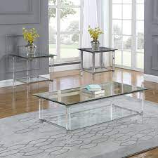 Find a wide selection of furniture and home decor options that will complement your space. Best Quality Furniture 3 Piece Coffee Table Set With Rectangle Clear Glass Top And Acrylic Legs On Sale Overstock 30502189