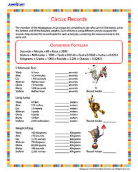 Once your child enters first and second grade, you can reinforce basic measurement skills with these free worksheets. Circus Records Printable 5th Grade Worksheet Jumpstart