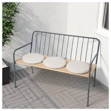 Ikea Prastholm Gray Bench With Backrest Outdoor Wooden Outdoor Furniture Ikea Furniture