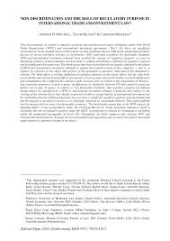 Pdf Non Discrimination And The Role Of Regulatory Purpose In International Trade And Investment Law