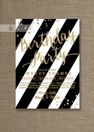Black And White Party Invitations Gold Glitter Birthday Party Invitation Black White Stripe Etsy Gold Bridal Shower Invitations Glitter Birthday Parties Gold Glitter Baby Shower
