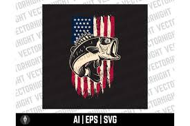 Download Bass Fish On American Flag Background Bass Svg Eps Ai 1433864 Vectors Design Bundles