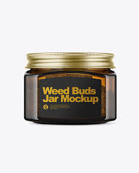 Square Amber Glass Jar With Weed Buds Mockup In Jar Mockups On Yellow Images Object Mockups