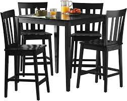 While most of our counter high table sets include counter stools with upholstered seats, some of our sets sport counter stools made entirely from quality wood. 5 Piece Counter Height Dining Set 4 Person Square Wood Table Wooden Chairs Black Ebay