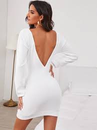 Ouvrez le chandail arrière avec. Robe Pull Dos Nu Mode En Ligne Shein France