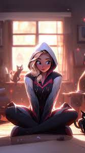 Gwen Stacy Wallpaper 4K, AI art, Spider-Gwen