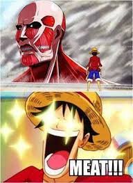 ワンピースや新劇なし巨人 進撃の巨人 からモンキー d ルフィ in 2020 attack on titan one piece funny one piece anime