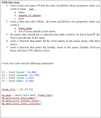 Clueless about what name to pick for your newly setup food business? Fifth Question 1 Write A Class And Name It Food Chegg Com