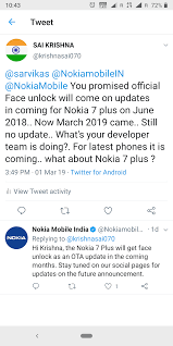 Unfortunately, it won't be coming to the device any more. Rollout Nokia Face Unlock Feature For Nokia 7 Plus Nokia Phones Community