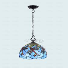 Blue Unique Tiffany Style Dragonfly Hanging Lamp