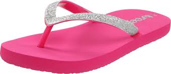 reef kids little stargazer flip flop pink silver girls