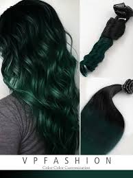 Off Black To Dark Green Mermaid Colorful Ombre Indian Remy Clip In Hair Extensions Cs044 Dark Green Hair Green Hair Extensions Green Hair Ombre