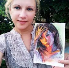 Watercolor Art Girl Painting