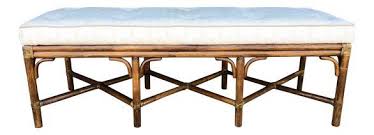 Vintage Mcguire Upholstered Rattan Bench On Chairish Com Bench Rattan Upholster