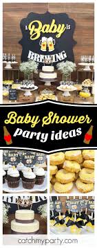 A Baby Is Brewing Baby Shower A Baby Is Brewing Catch My Party Brew Baby Shower Baby Shower Bbq Beer Baby Shower