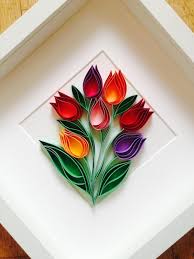 Tulips Quilling Wall Paper Art Mixed Media Art Home Decor Mothers Day Gift Uniqe Gift Paper Ann In 2020 Paper Quilling Patterns Quilling Designs Paper Quilling Flowers