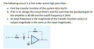 Maybe you would like to learn more about one of these? The Following Circuit Is A First Order Active High Chegg Com