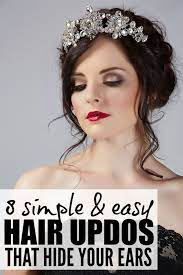 8 Glamorous Easy Hair Updos That Will Hide Your Ears Easy Hair Updos Short Hair Updo Braids For Medium Length Hair