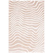 SAFAVIEH Tahoe Kuzman Striped Shag Area Rug, Gold/Ivory, 4' x 6'