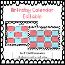 Editable free birthday calendar template word. Editable Birthday Calendar Worksheets Teaching Resources Tpt