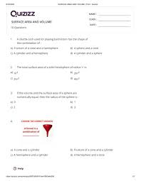 Surface Area And Volume Worksheet