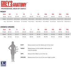 all inclusive greys anatomy size chart 2019