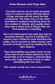 Quantity' lover and prefer committed relationships over one night stands. Aries And Virgo Compatibility In Sex Love And Friendship