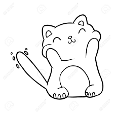 Deux chats pixel tablier spreadshirt. Tire Par La Main Tres Heureux Dessin Mignon De La Ligne D 39 Un Chat Clip Art Libres De Droits Vecteurs Et Illustration Image 95062875