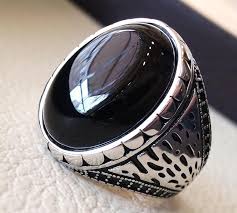 Black And Silver Mens Ring Black Onyx Agate Aqeeq Sterling Silver 925 Vintage Men Ring Ottoman Style Jewelry Any Size Fast Shipping Semi Precious Natural Stone In 2020 Rings For Men Cool Rings For Men Sterling
