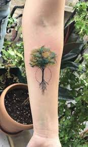 50 Gorgeous And Meaningful Tree Tattoos Inspired By Nature S Path Watercolor Tattoo Tree Tree Tattoo Designs Gorgeous Tattoos