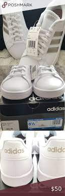 Adidas Grand Court Base Lace-up Sneakers Womens Adidas White Shoes Womens Sneakers Adidas White Sneakers