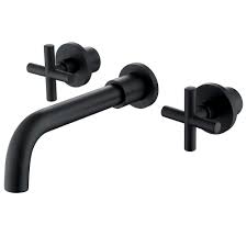 Badeloft's wall mounted sinks add a striking focal point or center to your bathroom. Wall Mounted Bathroom Sink Brass Mixer Faucet Tap Black Basin 2 Handles Faucet
