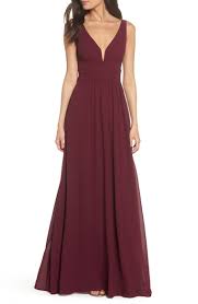 Lulus V Neck Chiffon Gown Nordstrom Womens Bridesmaid Dresses Nordstrom Bridesmaid Dress Maxi Dress Wedding
