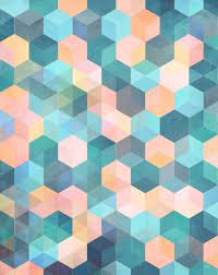 Child S Play 2 Hexagon Pattern In Soft Blue Pink Peach Aqua Art Print By Micklyn Society6 Hexagon Pattern Aqua Art Prints