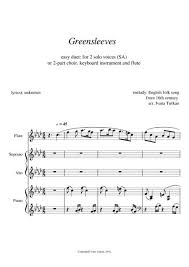 Greensleeves sheet music is a piece of popular music and also a traditional folk song. Greensleeves For Sa Piano And Flute F Minor Sheet Music Pdf Download Sheetmusicdbs Com