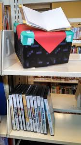 Diy Minecraft Enchanting Table On Display To Promote The Library S Video Game Collection Minecraft Designs Diy Room Decor Nerd Room